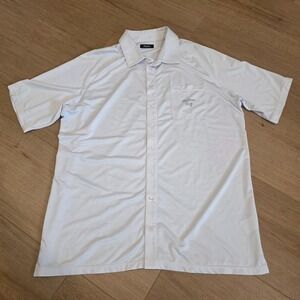 Malbon Golf Performance Mesh Polo Shirt Size XL White Button Down Logo Preppy